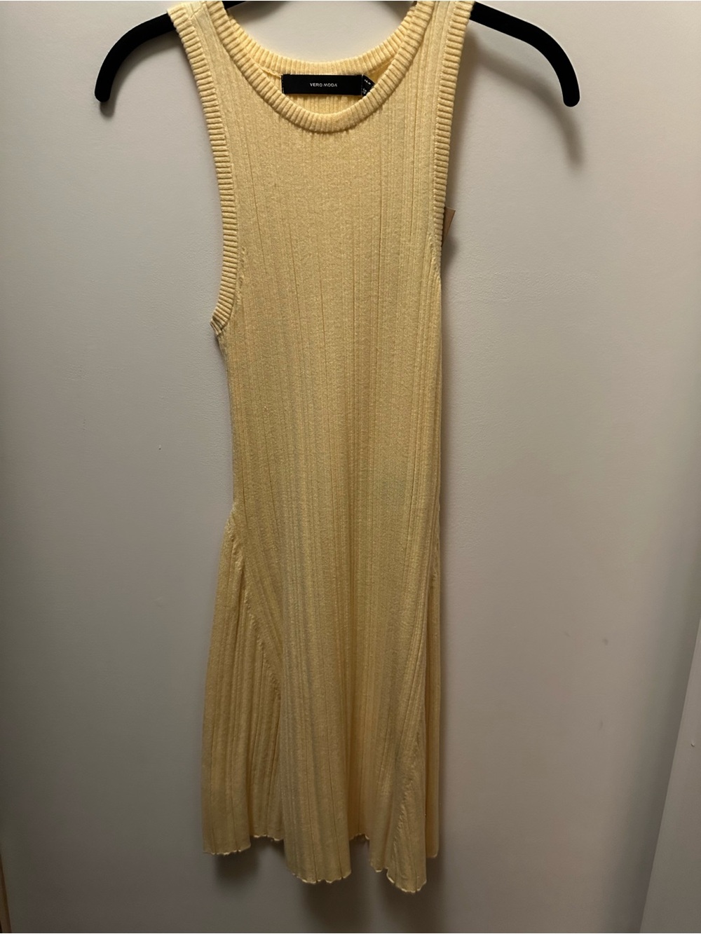 Vero Moda Pale Yellow Ribbed Tank Knit Dress